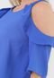 Vestido Calvin Klein Curto Babado Azul - Marca Calvin Klein