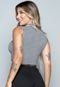 Cropped Canelado WLS Modas Regata Gola Alta Blusa Garrafinha Top Preto e Branco - Marca WLS Modas