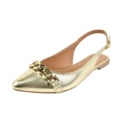 Sapatilha Feminina Bico Fino Mule Slingback CM Calçados Corrente Ouro Light - Marca Monte Shoes