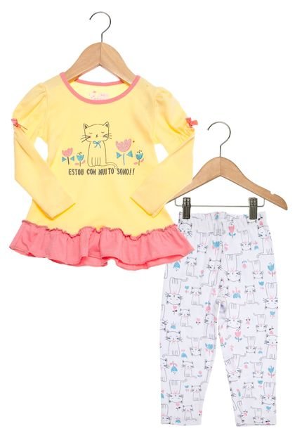 Pijama Longo Have Fun Cat Infantil Amarelo - Marca Have Fun
