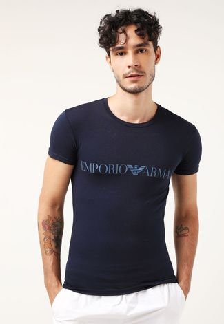 Camiseta Emporio Armani Underwear Logo Azul-Marinho
