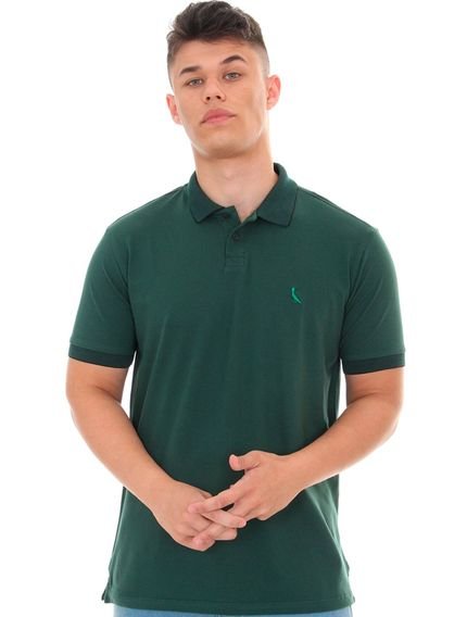 Polo Reserva Masculina Pima Cotton Piquet Scale Collar Verde Escuro - Marca Reserva