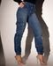 Calça Jeans Jogger Cargo Feminina Cintura Média Detalhes Bolsos 23682 Médio/escuro Consciência - Marca Consciência