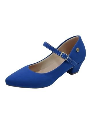 Scarpin Donna Santa Bico Fino Boneca Azul Nobuck