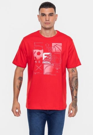 Camiseta Fatal Estampada Sport Vermelha