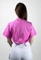 Camiseta T-Shirt Rosa Blusa Feminina Miia Gola Alta Algodão Elegante - Marca La'Oase