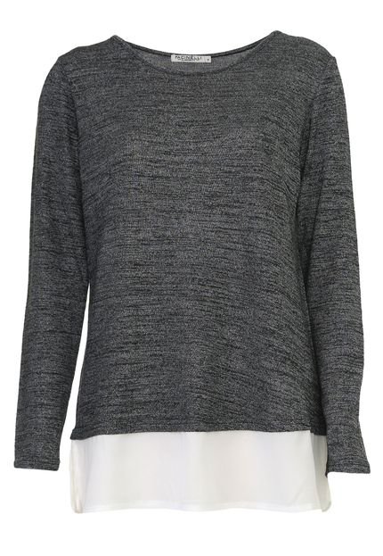 Blusa Facinelli by MOONCITY Tricot Recorte Grafite - Marca Facinelli