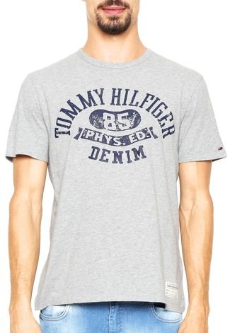 Camiseta Tommy Hilfiger Regular Fit Estampada Cinza