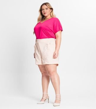 Blusa Feminina Plus Size Pregas Secret Glam Rosa
