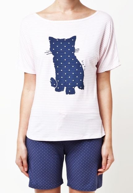 Pijama Any Any Gato Listra/Azul - Marca Any Any