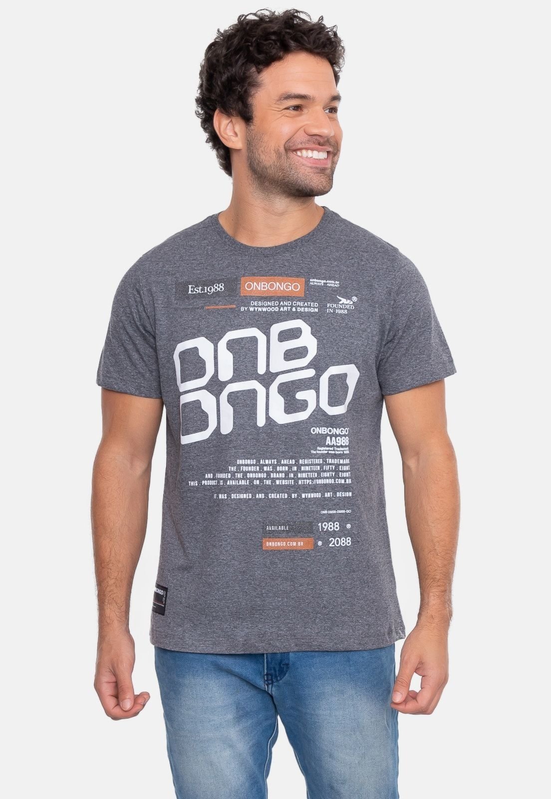 Camiseta Onbongo Estampada Grafite Mescla - Marca Onbongo