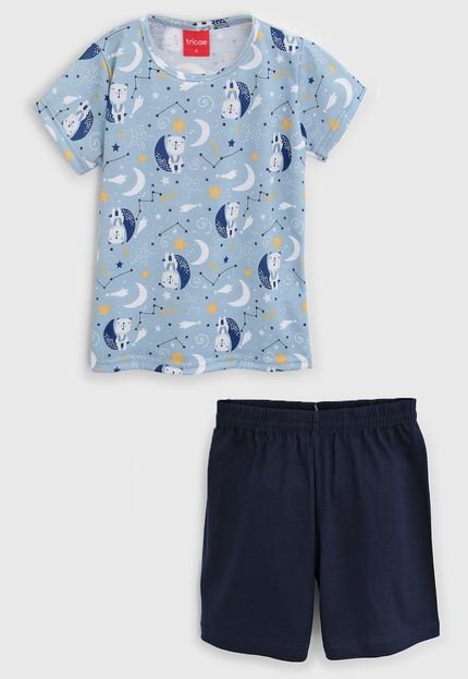 Pijama Tricae Curto Infantil Urso Azul/Azul-Marinho - Marca Tricae