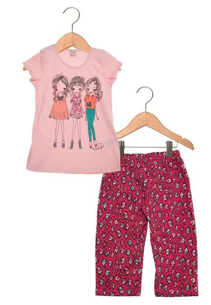 Conjunto Curto Brandili Story Beautiful Infantil Rosa - Marca Brandili