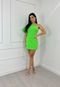 Vestido Curto Recortes Alfaiataria uma Manga Abertura nas Costas Elegante Veronesy Verde - Marca Cia do Vestido