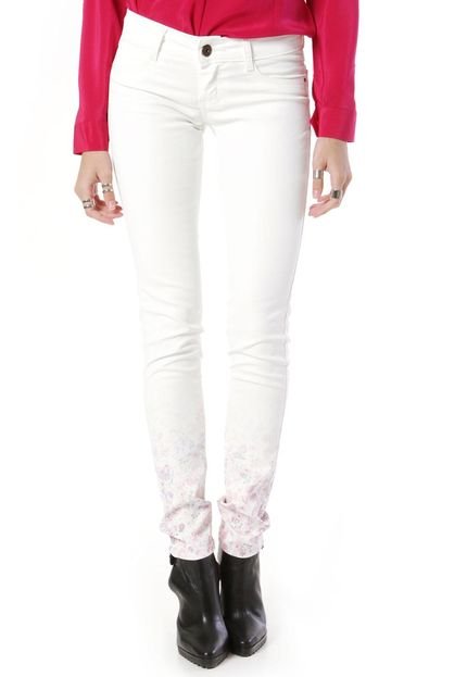 Calça Jeans Sawary Skinny Flower Branca - Marca Sawary