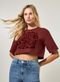 Camiseta Cropped Vinho Com Veludo - Marca Youcom