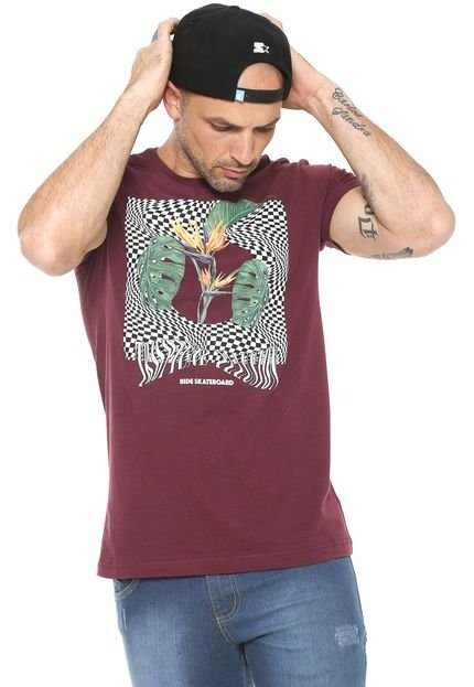 Camiseta Ride Skateboard Estampada Vinho - Marca Ride Skateboard