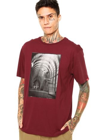 Camiseta Vans Rail Line Vinho