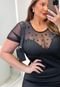 Vestido Plus Size Prada com Detalhe em Tule  Preto - Marca It Curves