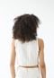 Colete Cropped Sarja Sawary Slim Listrado Off-White - Marca Sawary