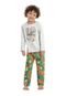 Pijama Longo com Camiseta e Calça em Meia Malha para Meninos Quimby Cinza - Marca Quimby
