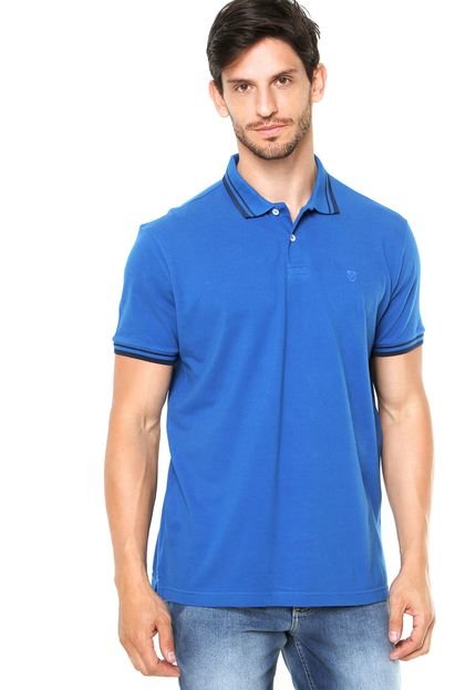 Camisa Polo Richards Bordado Azul - Marca Richards