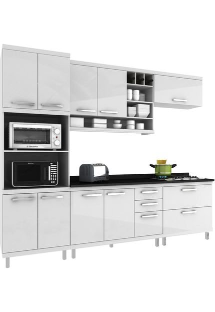 Cozinha New Vitoria 17 Hecol Móveis Branco - Marca Hecol Móveis