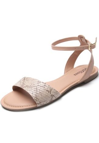 Rasteira DAFITI SHOES Com Pedras Nude - Compre Agora