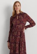 Vestido Lauren Ralph Lauren Midi Estampado Vinho - Marca Lauren Ralph Lauren