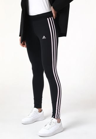 Leggingw 3/4, cintura subida, essentials 3 stripes preto Adidas