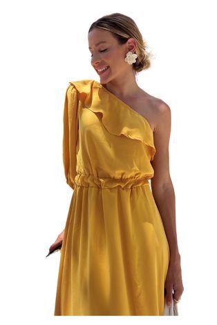 Vestido Vanibele Midi Amarelo