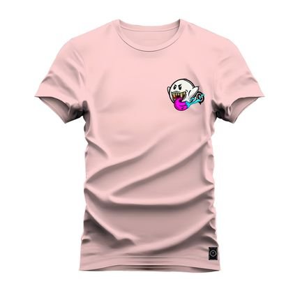 Camiseta Plus Size Unissex T-Shirt Premium Fantasminha Lingua Peito - Rosa - Marca Nexstar