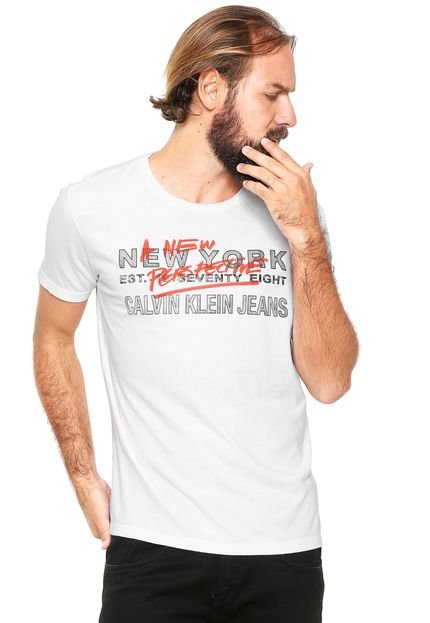 Camiseta Calvin Klein Jeans Perspective Branca - Marca Calvin Klein Jeans