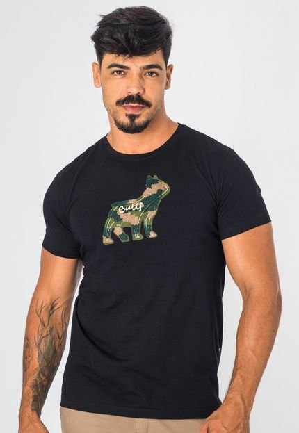 Camiseta Masculina Algodão Com Elastano Aplique De Tecido - Marca Zafina