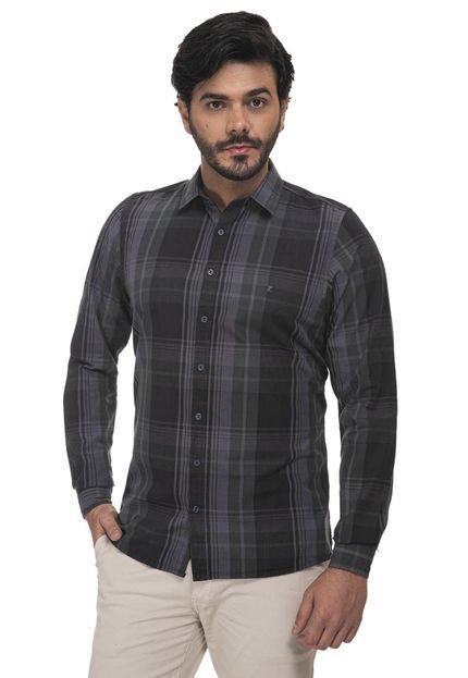 Camisa Slim Zaiko Xadrez Manga Longa 2224 Preto - Marca Zaiko