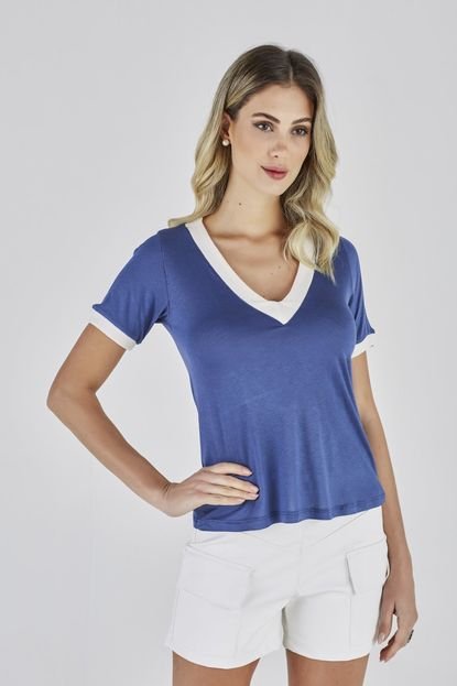 T-shirt Celestine Azul com Off-White - Marca Celestine