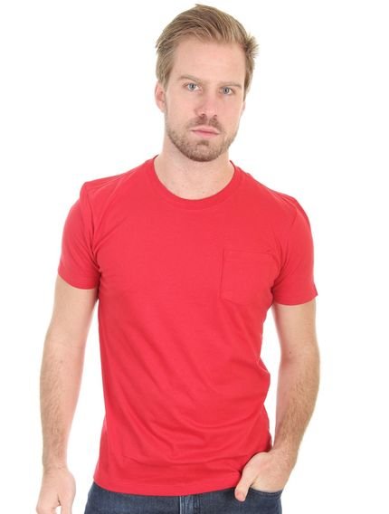 Camiseta Ellus Masculina Cotton Fine Logo Pocket Vermelha - Marca Ellus