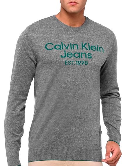 Suéter Calvin Klein Jeans Masculino Tricot CKJ Est.1978 Grafite Mescla - Marca Calvin Klein