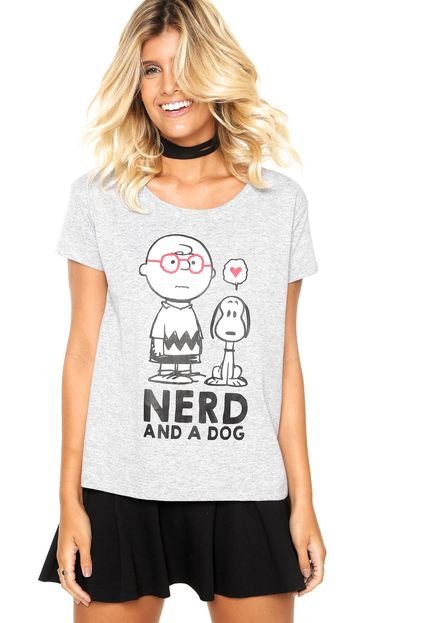 Camiseta FiveBlu Snoopy Nerd and Dog Cinza - Marca FiveBlu