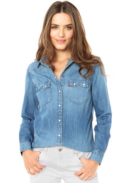 Camisa Jeans Levis Bolsos Azul - Marca Levis