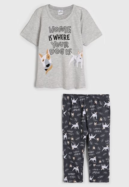 Pijama Abrange Longo Infantil Full Print Cinza - Marca Abrange