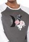 Camiseta Hurley Raglan Icon Flower  Cinza/Branca - Marca Hurley
