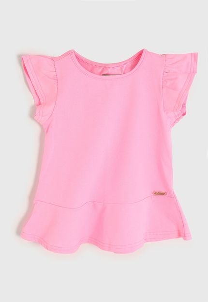 Blusa Carinhoso Infantil Babado Rosa - Marca Carinhoso
