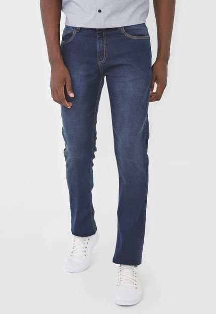 Calça Jeans Aleatory Slim Estonada Azul-Marinho - Marca Aleatory