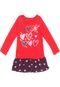 Vestido Mineral Kids Manga Longa Menina Vermelho - Marca Mineral Kids