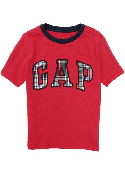 Camiseta GAP Logo Xadrez Vermelha - Marca GAP