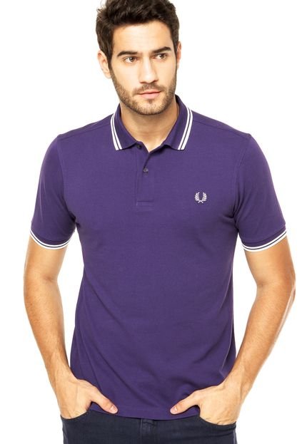 Camisa Polo Fred Perry Slimfit Twin Tipped Roxa - Marca Fred Perry