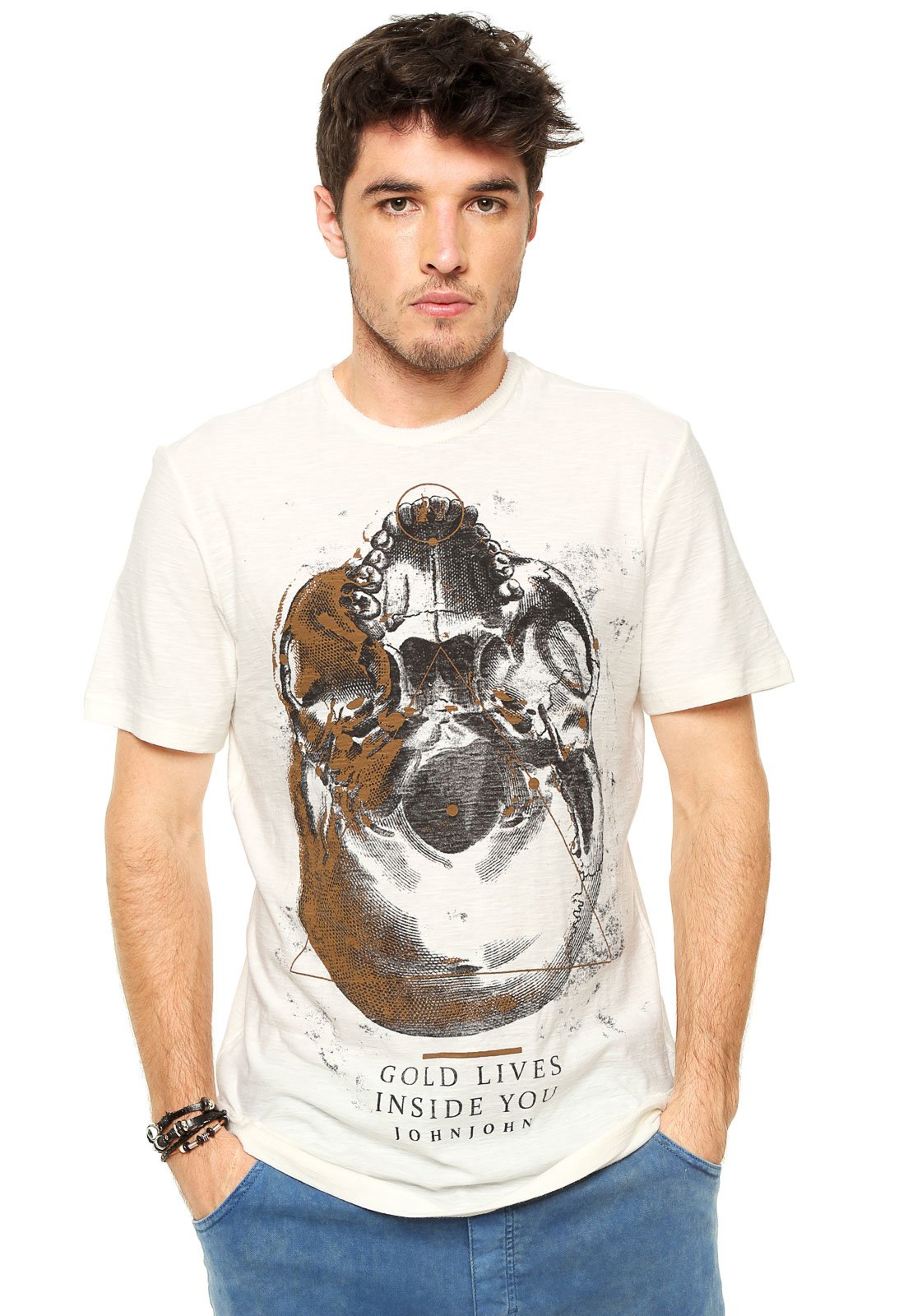 Camiseta John John Estampada Bege - Compre Agora