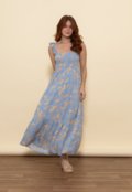 Vestido Luma Lastex Busto Floral Azul - Marca Aura