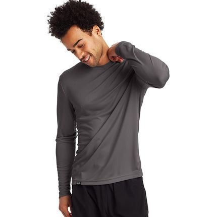 Camiseta Manga Longa Masculina UV Tecido Gelado Cinza - Marca Slim Fitness